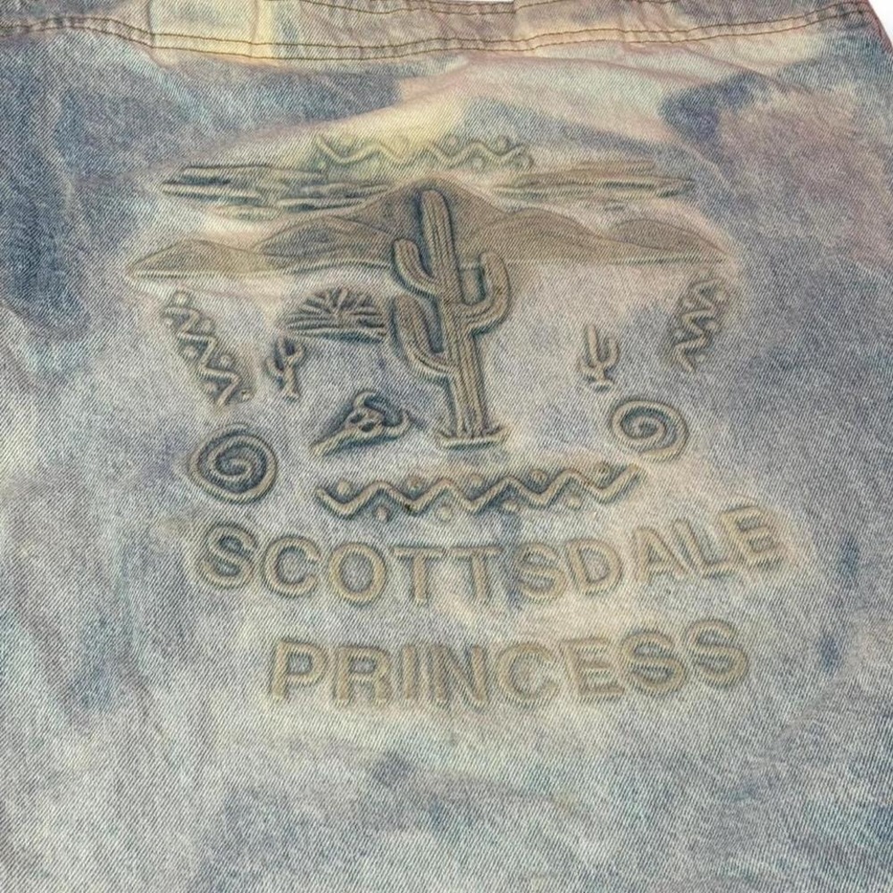 Denim bleached big vintage printed "Scottsdale Princess" tote‎ bag